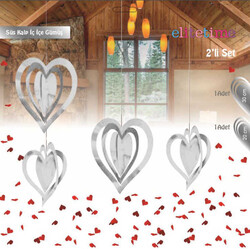 Süs Kalp İç İçe 2 Li Set Metalize Gümüş Pk:2-200 - Thumbnail