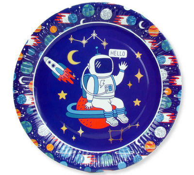 Tabak Astronot Uzay Karton 23 Cm Pk:8 Kl:24