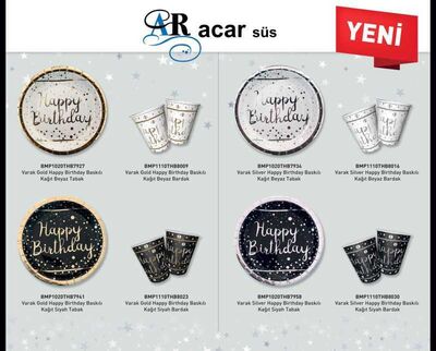 Tabak Gold Happy Bırdthday Varak Baskılı Byz Pk:6