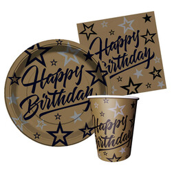 Tabak Golden Stars Happybırth.23cm Pk:8 Kl:48 - Thumbnail