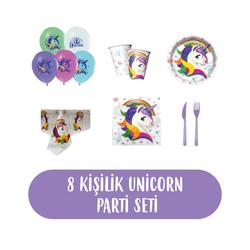  - Unicorn Doğum Günü Seti 8 Kişilik